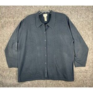 Koret Cardigan Sweater Women’s 2X Fleece Cottagecore Knit Button Up Collared